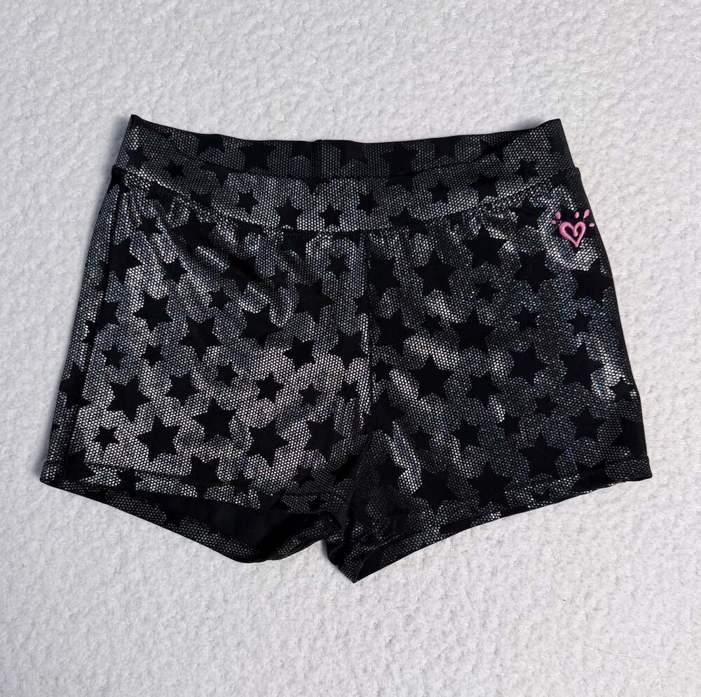 Justice Girls Metallic Star Print Athletic Dance Shorts 8/10